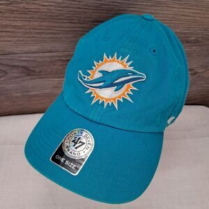 Miami Dolphins Hat Cap Strap Back Mens One Size Aqua NFL Football Embroidered